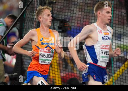 Rome, Italie. 08 juin 2024. ROME, ITALIE - 8 JUIN : Tim Verbaandert, des pays-Bas, participe à la finale du 5000 m masculin lors de la deuxième journée des Championnats d'Europe d'athlétisme - Rome 2024 au Stadio Olimpico le 8 juin 2024 à Rome, Italie. (Photo de Joris Verwijst/Agence BSR) crédit : Agence BSR/Alamy Live News Banque D'Images