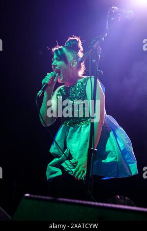 Konzert von Bikini Kill in Berlin AM 08.06.2024 spielte die US-amerikanische Punkband Bikini Kill, um Sängerin Kathleen Hanna, ein Konzert in der ausverkauften Columbiahalle., Berlin Berlin Deutschland Neukölln *** concert de Bikini Kill in Berlin le 08 06 2024 le groupe punk américain Bikini Kill, dirigé par la chanteuse Kathleen Hanna, a joué un concert dans le Columbiahalle à guichets fermés, Berlin Berlin Allemagne Neukölln Banque D'Images