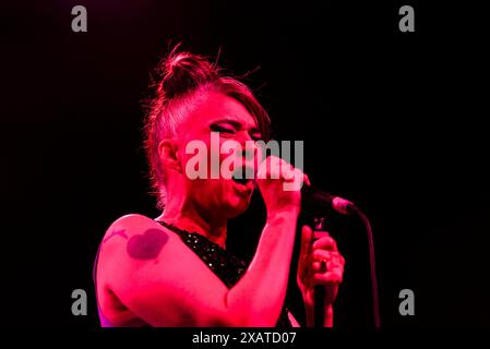 Konzert von Bikini Kill in Berlin AM 08.06.2024 spielte die US-amerikanische Punkband Bikini Kill, um Sängerin Kathleen Hanna, ein Konzert in der ausverkauften Columbiahalle., Berlin Berlin Deutschland Neukölln *** concert de Bikini Kill in Berlin le 08 06 2024 le groupe punk américain Bikini Kill, dirigé par la chanteuse Kathleen Hanna, a joué un concert dans le Columbiahalle à guichets fermés, Berlin Berlin Allemagne Neukölln Banque D'Images