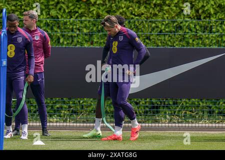 Enfield, Royaume-Uni. 06 juin 2024. Angleterre Jack Grealish lors de la session d'entraînement de l'Angleterre devant l'équipe Friendly International vs Iceland au Tottenham Hotspur Training Ground, Enfield, Angleterre, Royaume-Uni le 6 juin 2024 crédit : Every second Media/Alamy Live News Banque D'Images