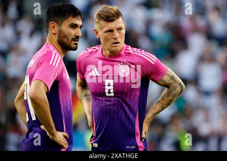 Borussia-Park, Mönchengladbach,Deutschland Fussball, Football, Männer, Men Länderspiel, match amical Deutschland - Griechenland 2-1 07.06.2024 Ilkay GUENDOGAN (GER) Li.- und Toni KROOS (GER) Re.- Foto : Norbert Schmidt, Duesseldorf Banque D'Images