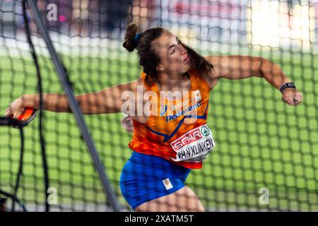 Rome, Italie. 08 juin 2024. ROME, ITALIE - 8 JUIN : Jorinde Van Klinken, des pays-Bas, en compétition dans le Discus Throw Men lors de la deuxième journée des Championnats d'Europe d'athlétisme - Rome 2024 au Stadio Olimpico le 8 juin 2024 à Rome, Italie. (Photo de Joris Verwijst/Agence BSR) crédit : Agence BSR/Alamy Live News Banque D'Images