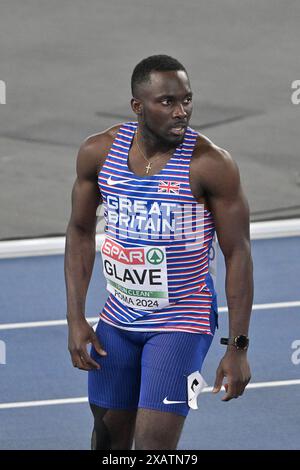 Stade olympique, Rome, Italie. 8 juin 2024. Championnats d'Europe d'athlétisme 2024, jour 2 ; Romell GLAVE 100 mètres crédit : action plus Sports/Alamy Live News Banque D'Images