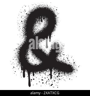 Signe de lettre d'esperluette graffiti pulvérisé avec de la peinture en aérosol isolé sur fond blanc. Art. Spray Illustration de Vecteur