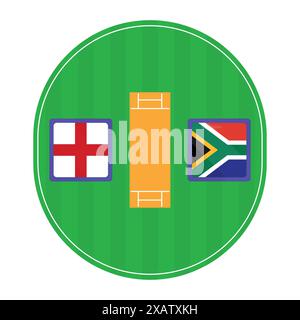 Angleterre vs Afrique du Sud Cricket match Vector. Vecteur de match de cricket sur le stade au sol Illustration de Vecteur