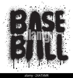 Texte graffiti DE BASEBALL pulvérisé en noir sur blanc. Illustration de Vecteur