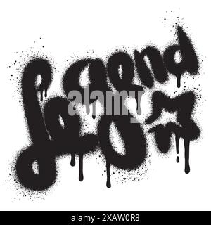 texte de légende graffiti pulvérisé en noir sur blanc. Illustration de Vecteur