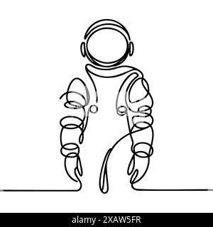 Un dessin au trait continu d'un astronaute scientifique. Concept de voyageur spatial astronaute. Illustration de Vecteur