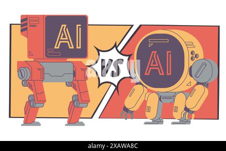 ai vs ai combattez la concurrence entre deux intelligence artificielle contre une autre concurrence dans la technologie Illustration de Vecteur