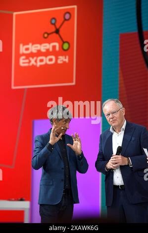 Ranga Yogeshwar und Stephan Weil BEI der Eröffnung der IdeenExpo 2024 in Halle 7 auf dem Messegelände. Hanovre, 08.06.2024 *** Ranga Yogeshwar et Stephan Weil lors de l'ouverture de l'exposition IdeenExpo 2024 dans le Hall 7 du centre des expositions de Hanovre, 08 06 2024 Foto:XC.xNiehausx/xFuturexImagex ideenexpo 4612 Banque D'Images