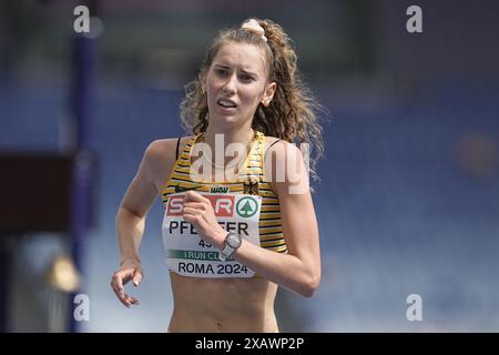 ROM, Italie. 09 juin 2024. Athlétisme : Championnats d'Europe : Esther Pfeiffer, Allemagne, dans le semi-marathon des Championnats d'Europe. Crédit : Michael Kappeler/dpa/Alamy Live News Banque D'Images