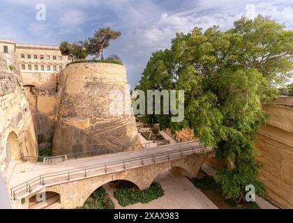 Mur de forteresse de la Valette, Malte. Banque D'Images