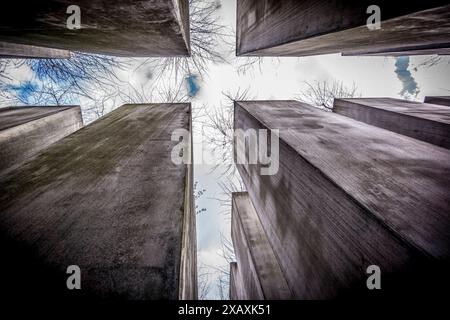 Jardin d'exil, jardin Josef Hoffmann, Musée juif de Berlin, conçu par l'architecte polonais Daniel Libeskinds, Berlin, Allemagne, Europe Banque D'Images