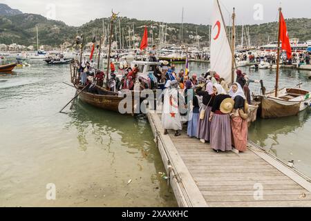 Es Firo, Moors and Christians celebration of victory over the Barbary corsairs of May 11, 1561, Soller, Mallorca, Balearic Islands, Spain Stock Photo