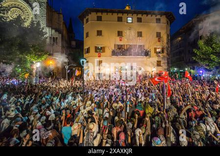 Es Firo, Moors and Christians celebration of victory over the Barbary corsairs of May 11, 1561, Soller, Mallorca, Balearic Islands, Spain Stock Photo