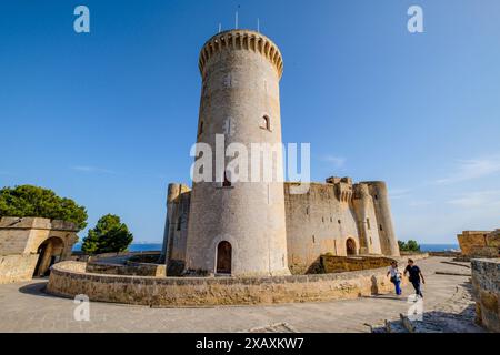 tour d'hommage, Château Bellver -XIVe siècle-, Palma de Majorque, Majorque, Îles Baléares, Espagne Banque D'Images