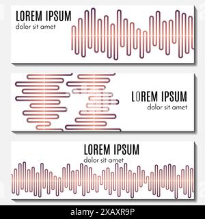 Ensemble de bannières d'en-tête abstraites colorées avec égaliseurs et place pour le texte. Arrière-plans vectoriels pour la conception Web. Illustration de Vecteur
