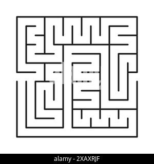 Labyrinthe carré. Labyrinthe de labyrinthe abstrait foncé isolé sur fond blanc. Jeu pour enfants. Illustration vectorielle. Illustration de Vecteur