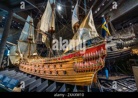 Musée Vasa pour le navire de guerre du XVIIe siècle bien conservé, le Vasa, qui a coulé lors de son voyage inaugural en 1628. Djurgårdsstaden, Stockholm, Stockholm, Suède Banque D'Images