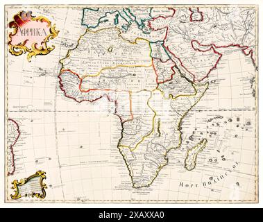 Carte de l'Afrique (1722). Original de la Beinecke rare Book Manuscript Library. Banque D'Images