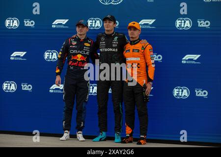 Montréal, Canada. 8 juin 2024. Max Verstappen, George Russell, lors du GP du Canada, formule 1, au circuit Gilles Villeneuve. Crédit : Alessio Morgese// Emage / Alamy Live news Banque D'Images