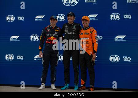 Montréal, Canada. 8 juin 2024. Max Verstappen, George Russell, lors du GP du Canada, formule 1, au circuit Gilles Villeneuve. Crédit : Alessio Morgese// Emage / Alamy Live news Banque D'Images