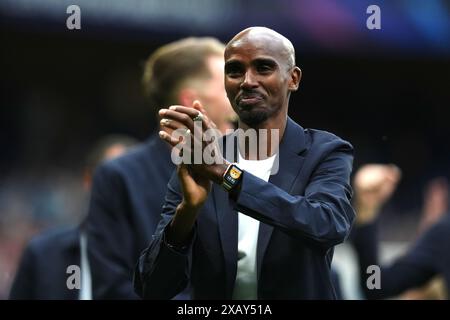 Sir Mo Farah avant l'aide au football pour UNICEF 2024 à Stamford Bridge, Londres. Date de la photo : dimanche 9 juin 2024. Banque D'Images