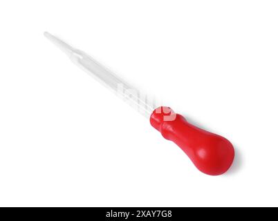 Une pipette en verre propre isolée sur blanc Banque D'Images