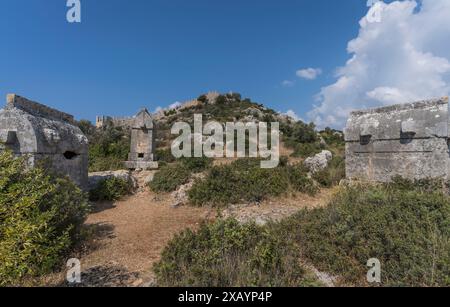 Tombes historiques sur un cimetière près de simena. Banque D'Images