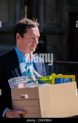 Chambres du Parlement, Londres, Royaume-Uni. 4 septembre 2023. Ancien chancelier de l’Échiquier, George Osborne, « faux », quittant les chambres du Parlement. Banque D'Images