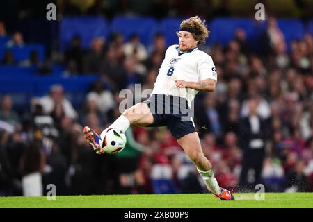 L'anglais Tom Grennan en action lors de Soccer Aid for UNICEF 2024 à Stamford Bridge, Londres. Date de la photo : dimanche 9 juin 2024. Banque D'Images