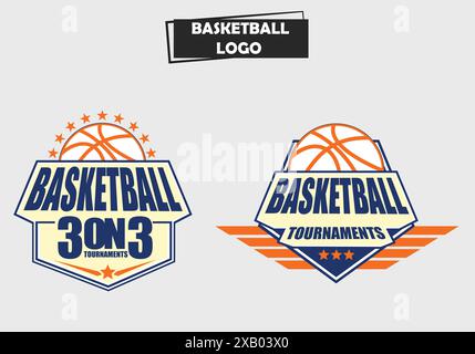 Jeu de logos vectoriels de basket-ball – parfait pour les équipes sportives, les marques athlétiques, les camps de basket-ball et les promotions d'événements Illustration de Vecteur