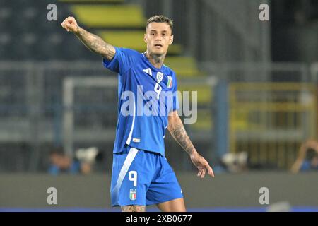 Stadio Carlo Castellani, Empoli, Italie. 9 juin 2024. International Football Friendly, Italie contre Bosnie-Herzégovine ; Gianluca Scamacca d'Italie crédit : action plus Sports/Alamy Live News Banque D'Images