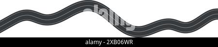 Route ondulée avec courbes sinueuses et chemin horizontal. Vue de dessus de la piste de course et de l'autoroute. Illustration vectorielle plate isolée sur fond blanc. Illustration de Vecteur