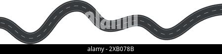 Route ondulée avec courbes sinueuses et chemin horizontal. Vue de dessus de la piste de course et de l'autoroute. Illustration vectorielle plate isolée sur fond blanc. Illustration de Vecteur