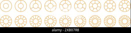 Graphique circulaire avec différents segments. graphique de roue divisé en parties et sections. Illustration vectorielle plate isolée sur blanc Illustration de Vecteur