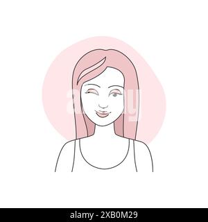 Soins capillaires dans le coiffeur et à la maison, fille avec une nouvelle illustration vectorielle claquant la coiffure Illustration de Vecteur