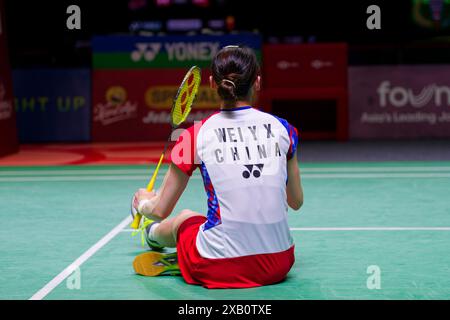 Jakarta, Indonésie. 09 juin 2024. WEI ya Xin de Chine célèbre après avoir remporté le match de finale de double mixte le sixième jour du Kapal API Indonesia Open entre JIANG Zhen Bang et WEI ya Xin de Chine et ZHENG si Wei et HUANG ya Qiong de Chine à l'Istora Gelora Bung Karno en juin 9, 2024 à Jakarta, Indonésie crédit : IOIO IMAGES/Alamy Live News Banque D'Images