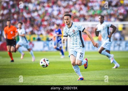 Lisbonne, Portugal. 08 juin 2024. Diogo Jota du Portugal en action lors du match amical international entre le Portugal et la Croatie à l’Estadio Nacional do Jamor à Lisbonne. (Score final : Portugal 1 - 2 Croatie) crédit : SOPA images Limited/Alamy Live News Banque D'Images