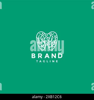 Icône de dents avec motif d'arbre logo. Symbole d'arbre à l'intérieur du logo d'icône de dent. Illustration de Vecteur