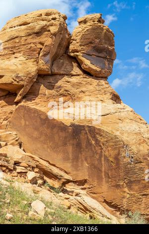 Pétroglyphes au Dinosaur National Monument dans le Colorado et l'Utah au printemps Banque D'Images