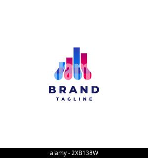 Boutique icône de toit avec conception de logo de graphique à barres. Icône graphique à barres connectée au logo du toit du magasin. Illustration de Vecteur