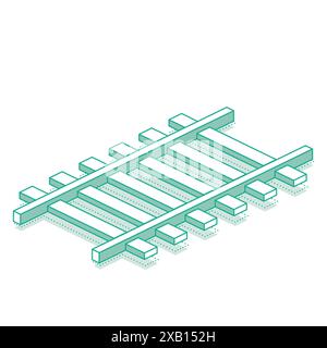 Voie ferrée. Objet isométrique isolé sur fond blanc. Illustration vectorielle. Icône de chemin de fer pour la conception de Web. Illustration de Vecteur