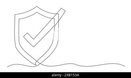 Bouclier un dessin de ligne sur fond blanc Illustration de Vecteur