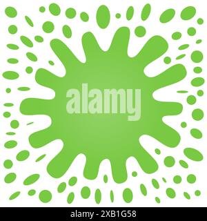 Grande éclaboussure verte avec beaucoup de petites éclaboussures sur un fond blanc. Illustration vectorielle Illustration de Vecteur