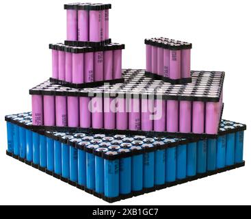 Cellules de batterie pour véhicule électrique Banque D'Images