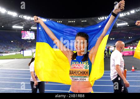 Yaroslava Mahuchikh (UKR) gagnante du Highjump féminin lors des Championnats d'Europe d'athlétisme 2024 le 9 juin 2024 au stade Olympique de Rome, Italie photo SCS/Soenar Chamid/AFLO (HOLLAND OUT) Banque D'Images