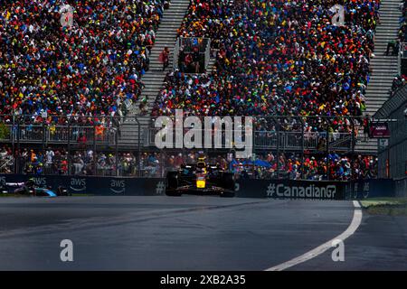 Montréal, Canada. 9 juin 2024. Sergio Perez du Mexique pilotant la (11) Oracle Red Bull Racing RB20 Honda RBPT, lors du GP du Canada, formule 1, sur le circuit Gilles Villeneuve. Crédit : Alessio Morgese/Alessio Morgese/Emage/Alamy Live news Banque D'Images