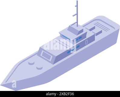 Icône isométrique représentant un yacht moderne naviguant sur la mer Illustration de Vecteur