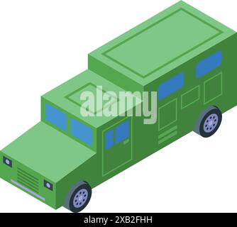 Véhicule militaire blindé vert pour le transport de soldats sur fond blanc Illustration de Vecteur